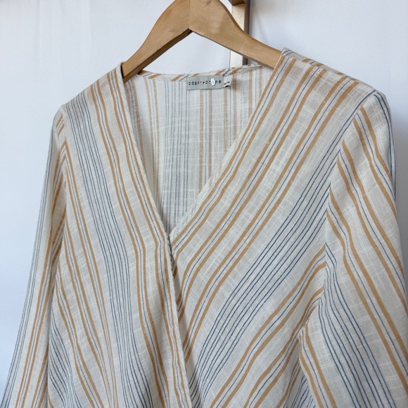 Paper + Crane Women's Striped V-Neck Long Sleeve Blouse Size S Multicolor - Picture 2 of 11